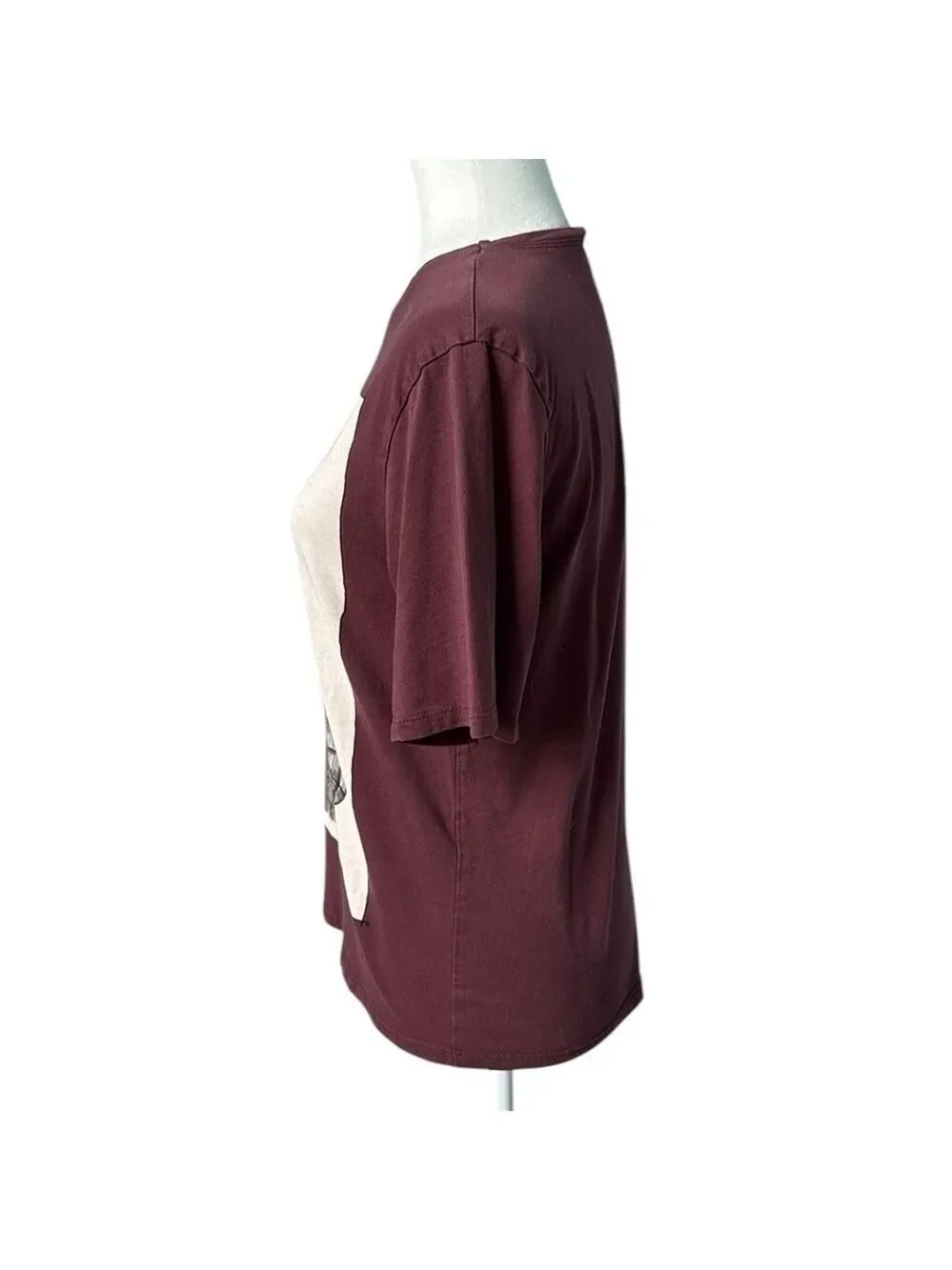 ZARA Royal Trending Graphic Illustration Maroon T-shirt Size Small